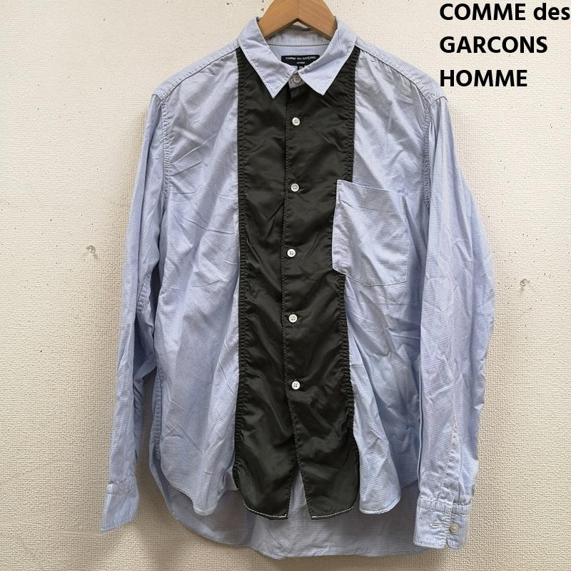 コムデギャルソンオム COMME des GARCONS HOMME シャツ、ブラウス 長袖 日本製 2005AW ギンガムチェック 切替 パッカリング 長袖 ロングスリーブ シャツ M カーキ / カーキ / khaki X 水色 / ライトブルー / メンズ USED 古着 中古 50167414