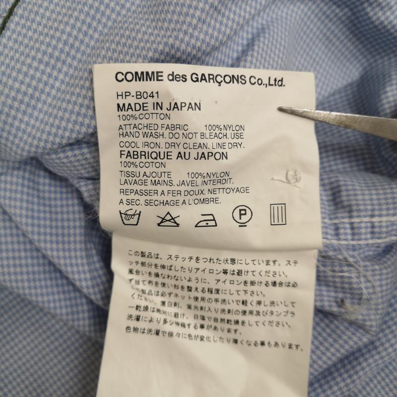コムデギャルソンオム COMME des GARCONS HOMME シャツ、ブラウス 長袖 日本製 2005AW ギンガムチェック 切替 パッカリング 長袖 ロングスリーブ シャツ M カーキ / カーキ / khaki X 水色 / ライトブルー / メンズ USED 古着 中古 50167414