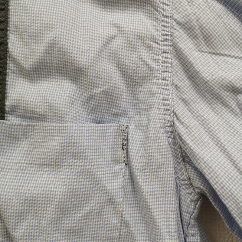 コムデギャルソンオム COMME des GARCONS HOMME シャツ、ブラウス 長袖 日本製 2005AW ギンガムチェック 切替 パッカリング 長袖 ロングスリーブ シャツ M カーキ / カーキ / khaki X 水色 / ライトブルー / メンズ USED 古着 中古 50167414