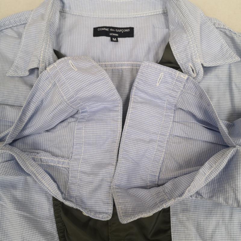 コムデギャルソンオム COMME des GARCONS HOMME シャツ、ブラウス 長袖 日本製 2005AW ギンガムチェック 切替 パッカリング 長袖 ロングスリーブ シャツ M カーキ / カーキ / khaki X 水色 / ライトブルー / メンズ USED 古着 中古 50167414