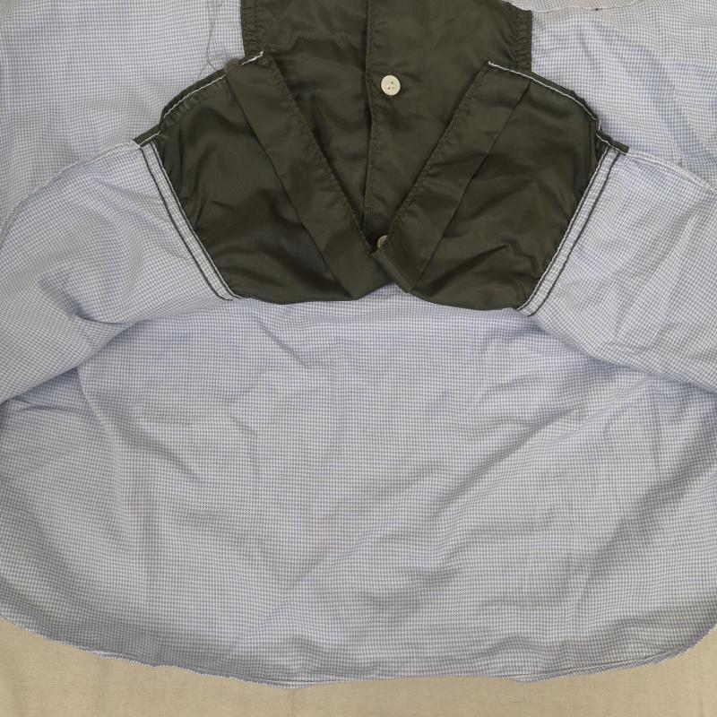 コムデギャルソンオム COMME des GARCONS HOMME シャツ、ブラウス 長袖 日本製 2005AW ギンガムチェック 切替 パッカリング 長袖 ロングスリーブ シャツ M カーキ / カーキ / khaki X 水色 / ライトブルー / メンズ USED 古着 中古 50167414