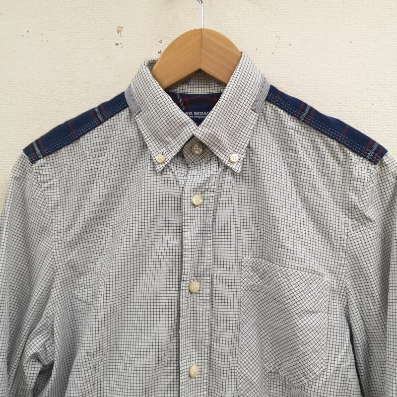ジュンヤワタナベマン JUNYA WATANABE MAN シャツ、ブラウス 長袖 日本製 2010AW チェック柄 ドッキング 切り替え 長袖 ロングスリーブ シャツ XS 白 / ホワイト / white X 青 / ブルー / blue メンズ USED 古着 中古 50167416