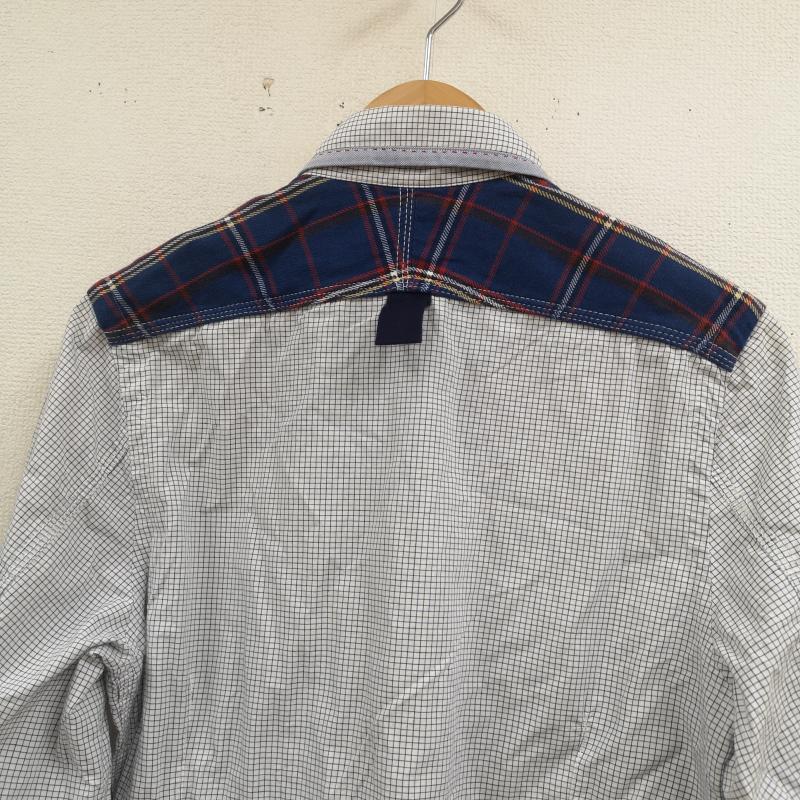 ジュンヤワタナベマン JUNYA WATANABE MAN シャツ、ブラウス 長袖 日本製 2010AW チェック柄 ドッキング 切り替え 長袖 ロングスリーブ シャツ XS 白 / ホワイト / white X 青 / ブルー / blue メンズ USED 古着 中古 50167416