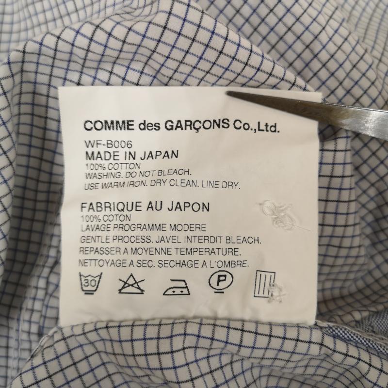 ジュンヤワタナベマン JUNYA WATANABE MAN シャツ、ブラウス 長袖 日本製 2010AW チェック柄 ドッキング 切り替え 長袖 ロングスリーブ シャツ XS 白 / ホワイト / white X 青 / ブルー / blue メンズ USED 古着 中古 50167416