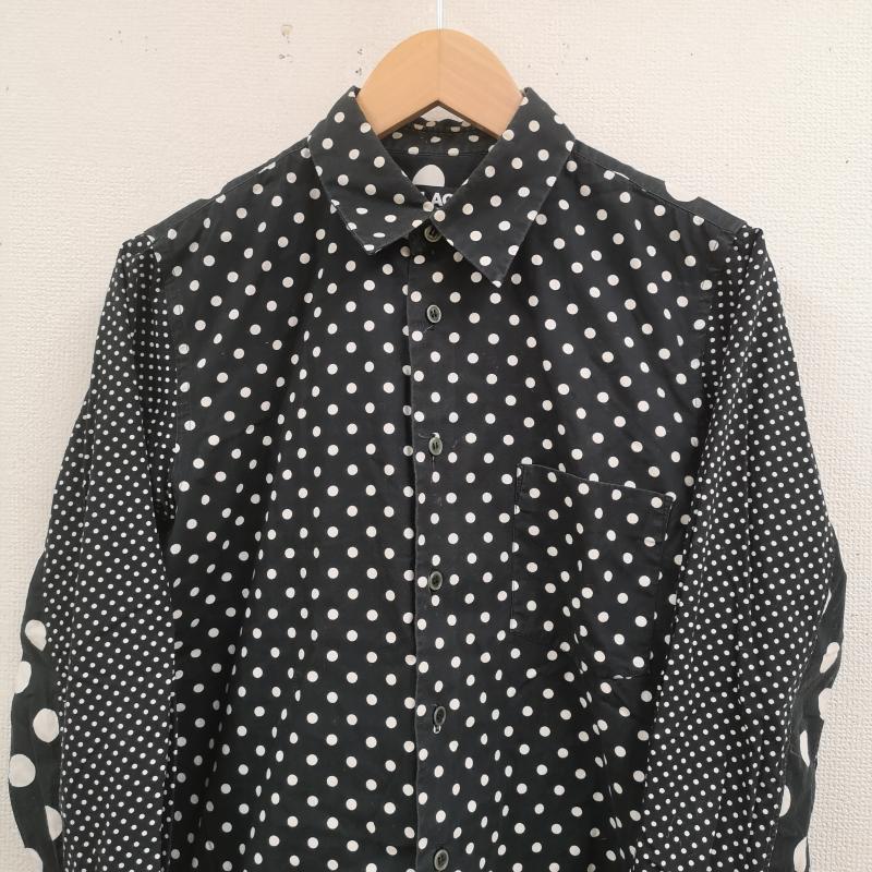 ブラックコムデギャルソン BLACK COMME des GARCONS シャツ、ブラウス 長袖 日本製 2016SS 水玉 ドット柄 切り替え 長袖 ロングスリーブ シャツ S 黒 / ブラック / black X 白 / ホワイト / white メンズ USED 古着 中古 50167417