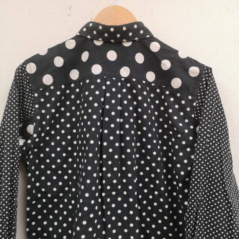 ブラックコムデギャルソン BLACK COMME des GARCONS シャツ、ブラウス 長袖 日本製 2016SS 水玉 ドット柄 切り替え 長袖 ロングスリーブ シャツ S 黒 / ブラック / black X 白 / ホワイト / white メンズ USED 古着 中古 50167417