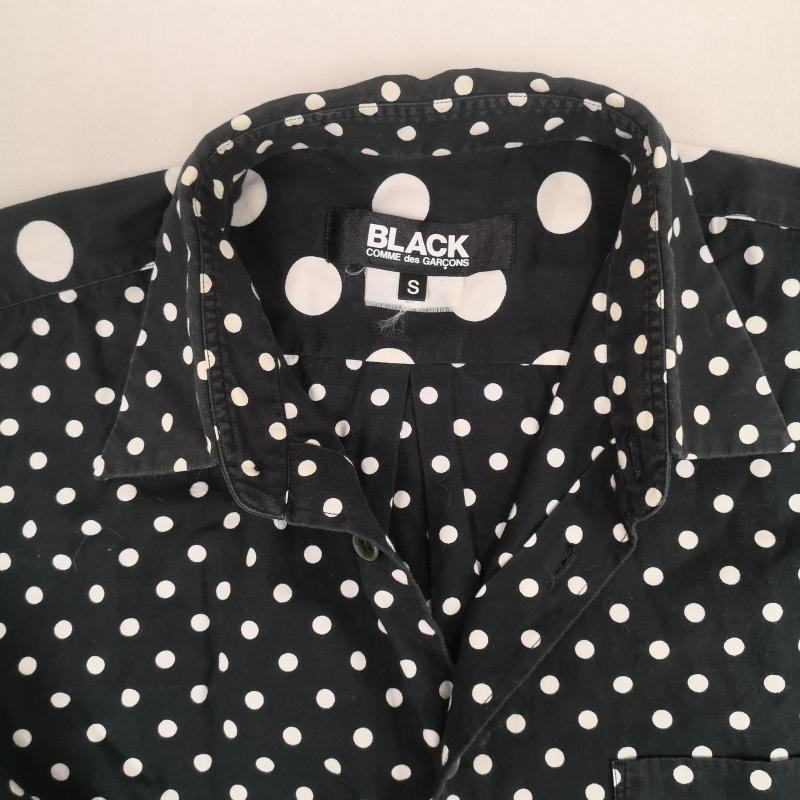 ブラックコムデギャルソン BLACK COMME des GARCONS シャツ、ブラウス 長袖 日本製 2016SS 水玉 ドット柄 切り替え 長袖 ロングスリーブ シャツ S 黒 / ブラック / black X 白 / ホワイト / white メンズ USED 古着 中古 50167417