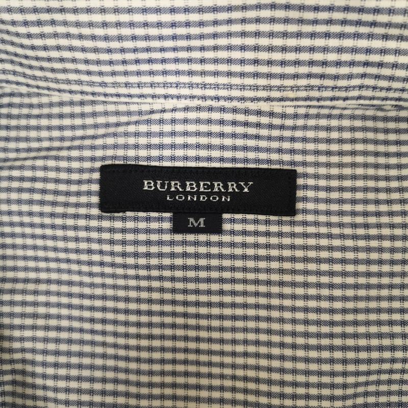 バーバリーロンドン Burberry London シャツ、ブラウス 半袖 日本製 チェック柄 ロゴ刺繡 ワンポイント 半袖 ボタンダウン シャツ M 青 / ブルー / blue X 白 / ホワイト / white メンズ USED 古着 中古 50167418