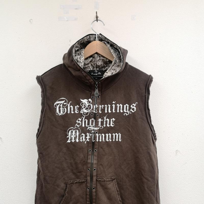古着 USED ベスト ベスト Bernings Sho V系 カットオフ ノースリーブ ジップアップ パーカー スウェット ベスト L 茶 / ブラウン / brown メンズ USED 古着 中古 50167423