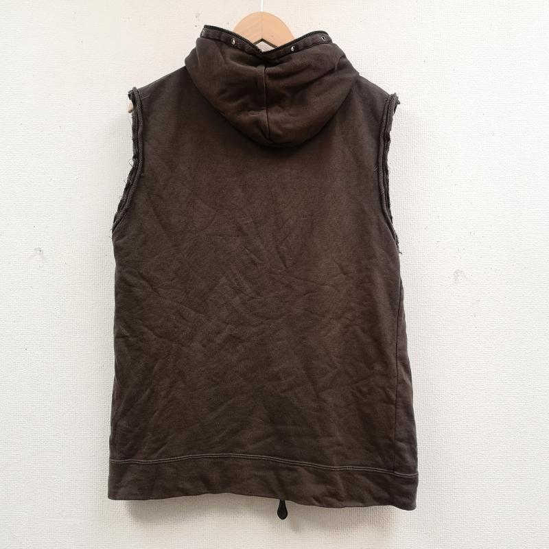 古着 USED ベスト ベスト Bernings Sho V系 カットオフ ノースリーブ ジップアップ パーカー スウェット ベスト L 茶 / ブラウン / brown メンズ USED 古着 中古 50167423