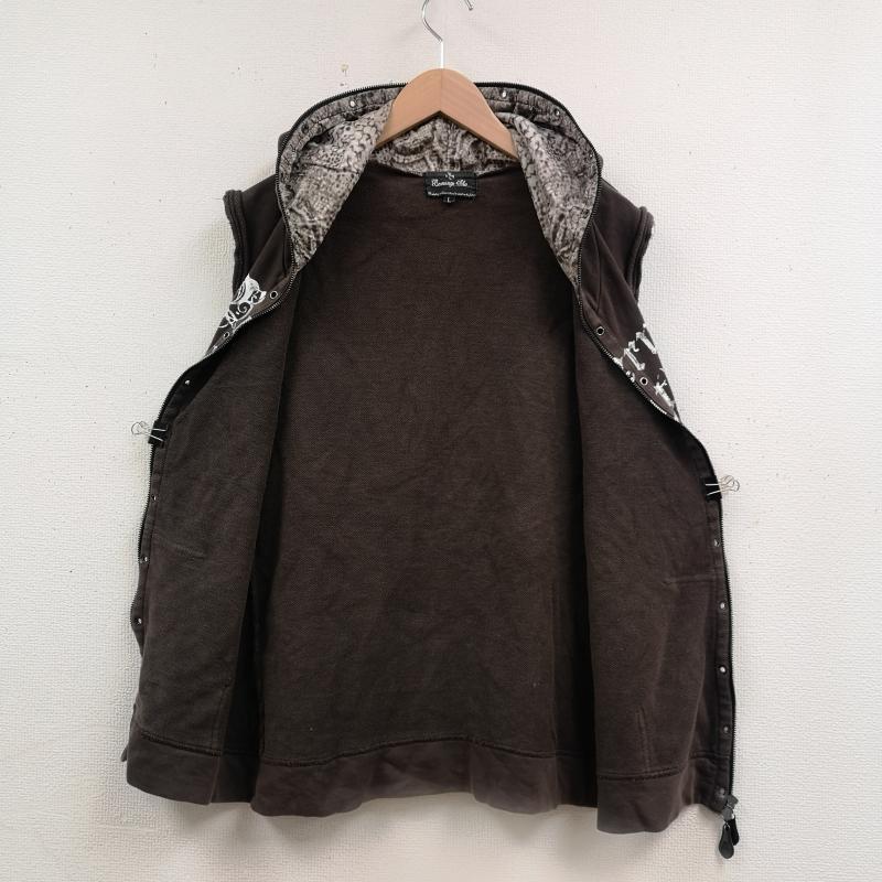 古着 USED ベスト ベスト Bernings Sho V系 カットオフ ノースリーブ ジップアップ パーカー スウェット ベスト L 茶 / ブラウン / brown メンズ USED 古着 中古 50167423