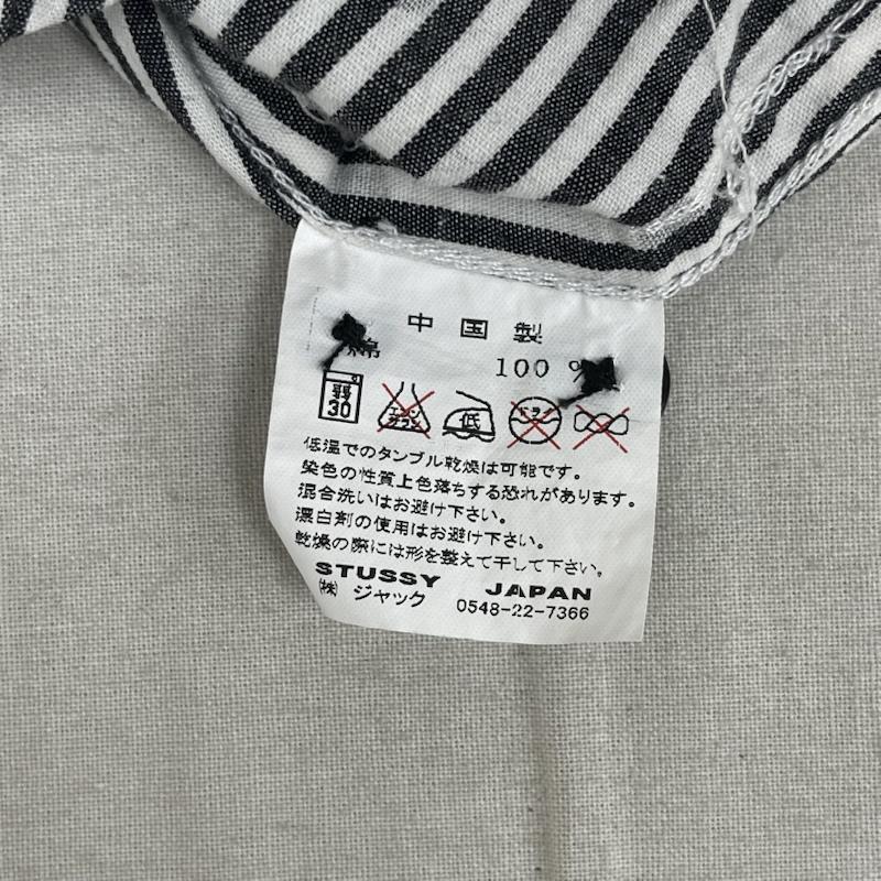 ステューシー STUSSY シャツ、ブラウス 半袖 ストライプ ドット柄 刺繍ロゴ 半袖 ワーク シャツ M 灰 / グレー / gray メンズ USED 古着 中古 50167424