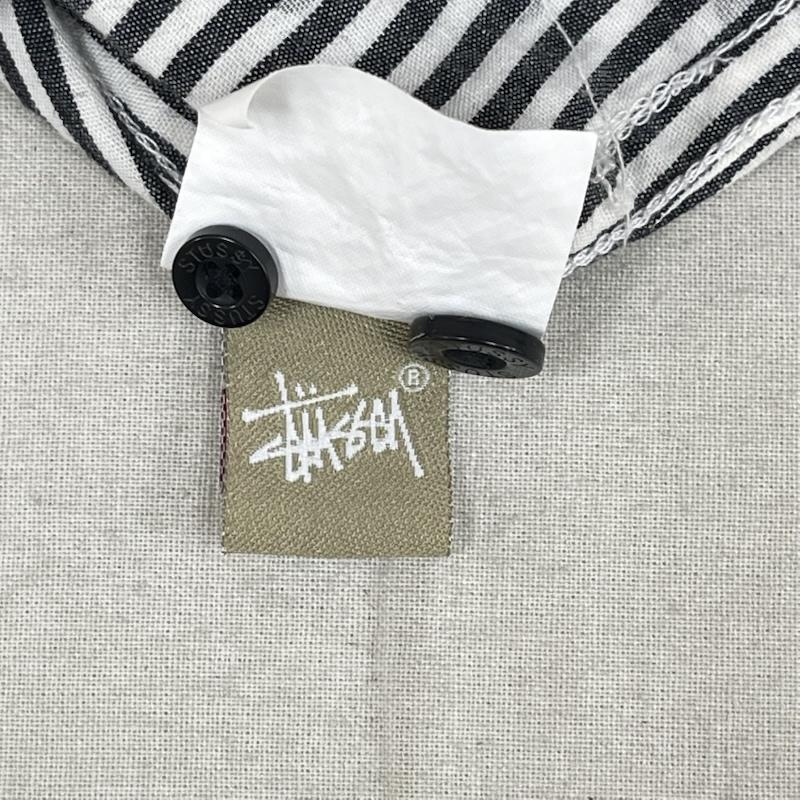 ステューシー STUSSY シャツ、ブラウス 半袖 ストライプ ドット柄 刺繍ロゴ 半袖 ワーク シャツ M 灰 / グレー / gray メンズ USED 古着 中古 50167424