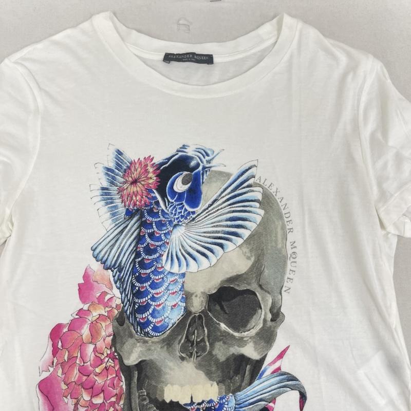 アレキサンダーマックイーン ALEXANDERMCQUEEN Tシャツ 半袖 イタリア製 スカル 鯉 和柄 グラフィック プリント Tシャツ カットソー 38 白 / ホワイト / white レディース USED 古着 中古 50167428