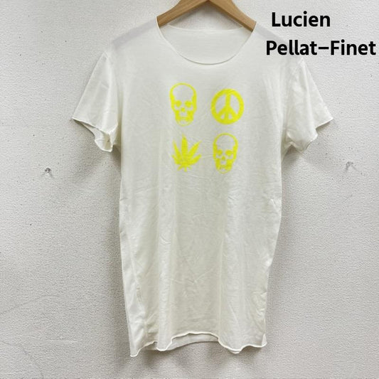 ルシアンペラフィネ Lucien Pellat-Finet Tシャツ 半袖 イタリア製 スカル 骸骨 マリファナ プリント Tシャツ カットソー S 白 / ホワイト / white メンズ USED 古着 中古 50167430