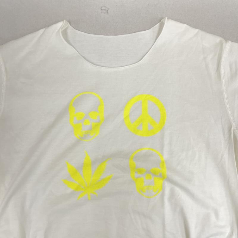 ルシアンペラフィネ Lucien Pellat-Finet Tシャツ 半袖 イタリア製 スカル 骸骨 マリファナ プリント Tシャツ カットソー S 白 / ホワイト / white メンズ USED 古着 中古 50167430