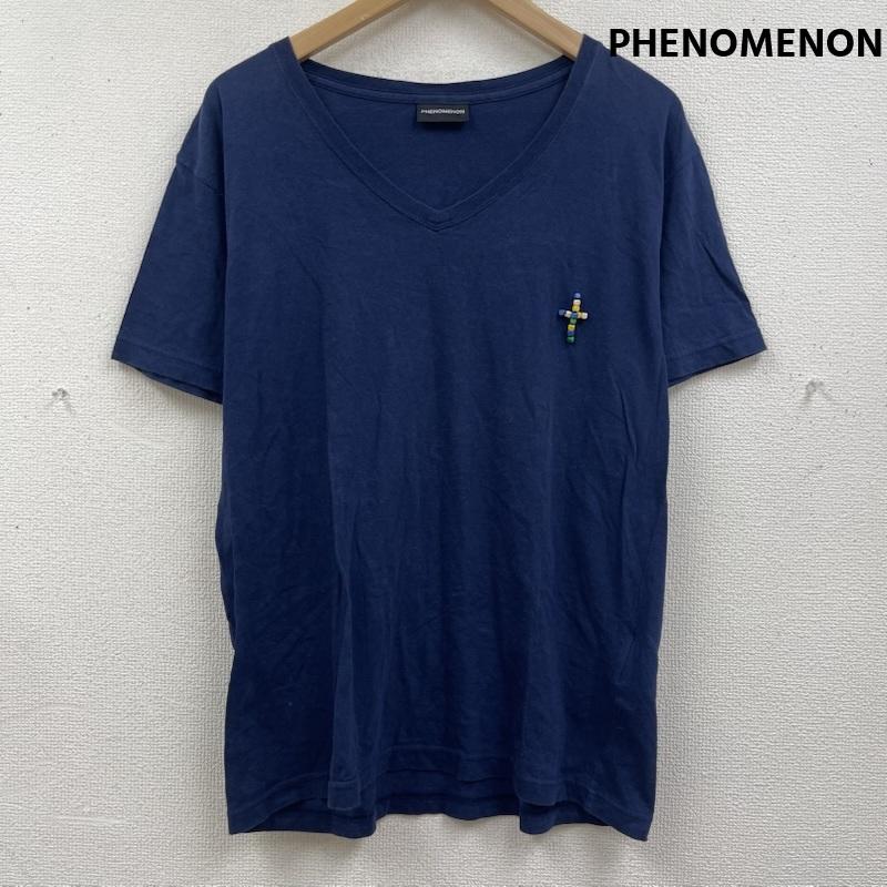 フェノメノン PHENOMENON Tシャツ 半袖 日本製 十字架 パーツ ビーズ Vネック Tシャツ カットソー M 紺 / ネイビー / navy メンズ USED 古着 中古 50167442