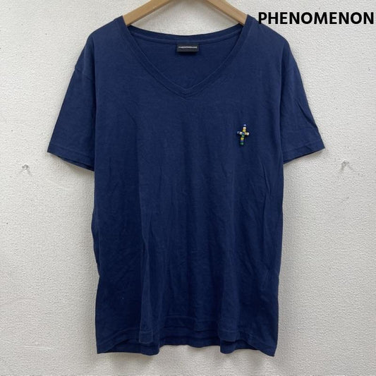 フェノメノン PHENOMENON Tシャツ 半袖 日本製 十字架 パーツ ビーズ Vネック Tシャツ カットソー M 紺 / ネイビー / navy メンズ USED 古着 中古 50167442