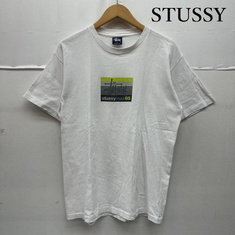 ステューシー STUSSY Tシャツ 半袖 90s USA製 紺タグ stussymax95 プリント Tシャツ シングルステッチ M 白 / ホワイト / white メンズ USED 古着 中古 50167447