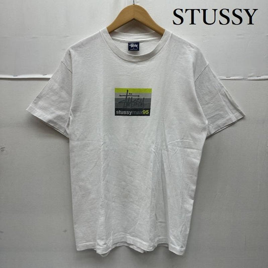 ステューシー STUSSY Tシャツ 半袖 90s USA製 紺タグ stussymax95 プリント Tシャツ シングルステッチ M 白 / ホワイト / white メンズ USED 古着 中古 50167447