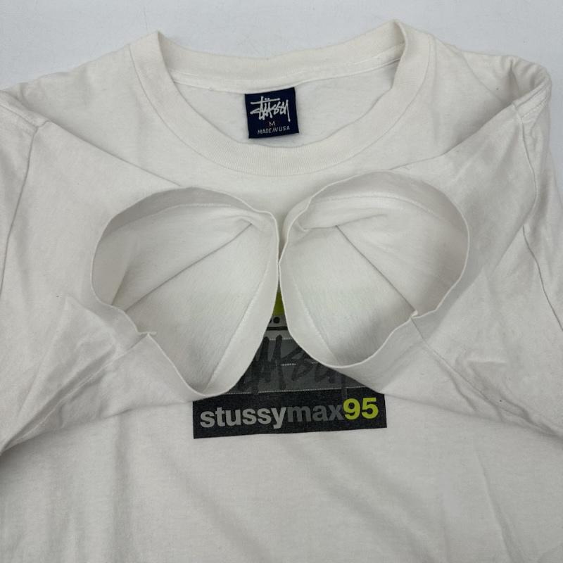 ステューシー STUSSY Tシャツ 半袖 90s USA製 紺タグ stussymax95 プリント Tシャツ シングルステッチ M 白 / ホワイト / white メンズ USED 古着 中古 50167447