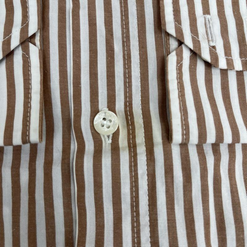 アベイシングエイプ A BATHING APE シャツ、ブラウス 長袖 APE HEAD ONE POINT STRIPED SHIRT ストライプ柄 長袖 シャツ S 茶 / ブラウン / brown メンズ USED 古着 中古 50167448