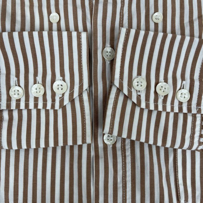 アベイシングエイプ A BATHING APE シャツ、ブラウス 長袖 APE HEAD ONE POINT STRIPED SHIRT ストライプ柄 長袖 シャツ S 茶 / ブラウン / brown メンズ USED 古着 中古 50167448