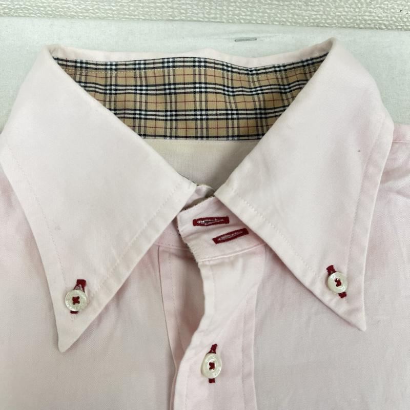 バーバリーブラックレーベル BURBERRY BLACK LABEL シャツ、ブラウス 半袖 ナイト刺繍 襟ノバチェック柄 半袖 ボタンダウン シャツ bmw25-210-12 2 桃 / ピンク / pink メンズ USED 古着 中古 50167450