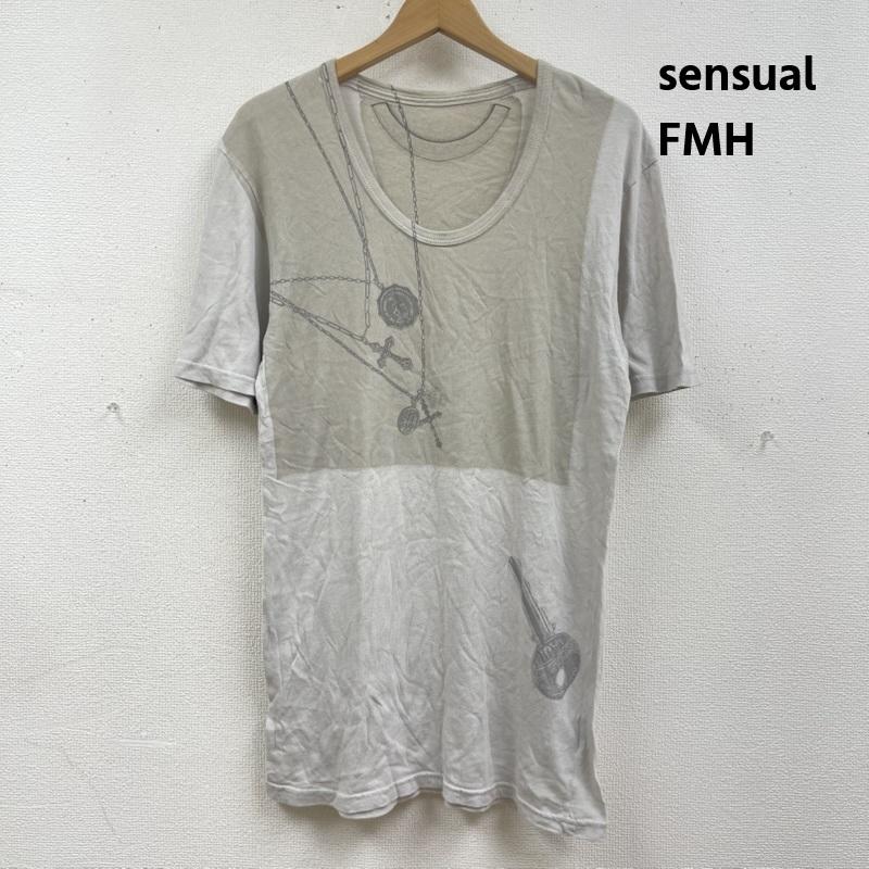 センシュアルエフエムエイチ sensual FMH カットソー 半袖 ネックレス だまし絵 フェイクレイヤード Uネック Tシャツ カットソー チャコールグレー / チャコールグレー / メンズ USED 古着 中古 50167451
