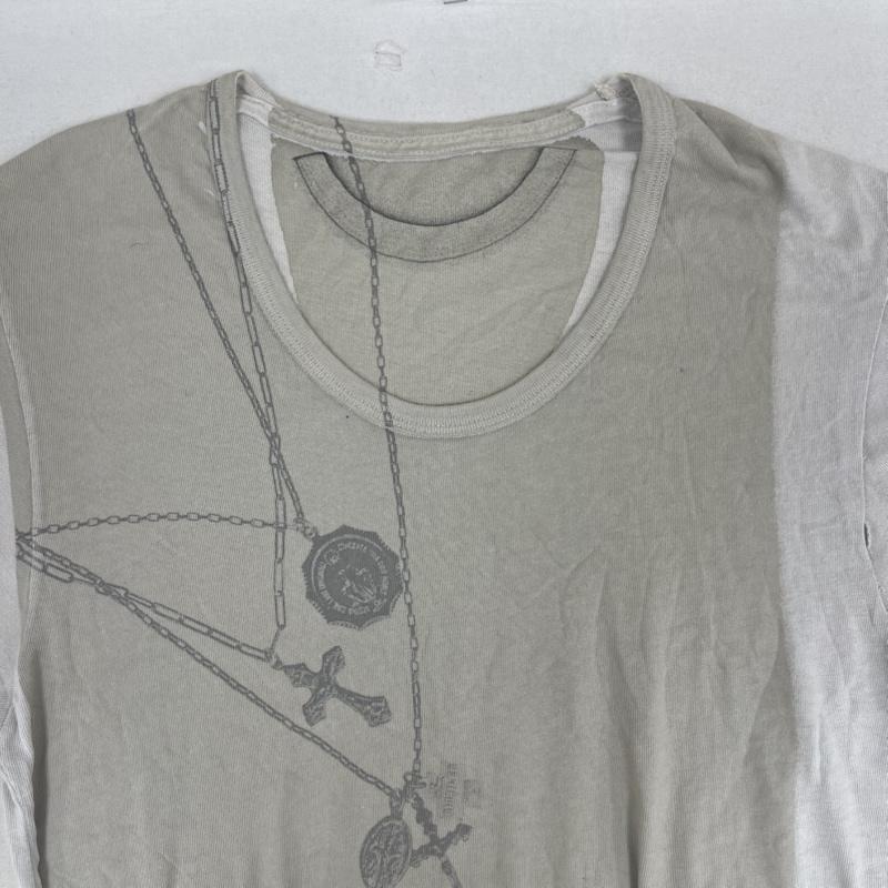 センシュアルエフエムエイチ sensual FMH カットソー 半袖 ネックレス だまし絵 フェイクレイヤード Uネック Tシャツ カットソー チャコールグレー / チャコールグレー / メンズ USED 古着 中古 50167451