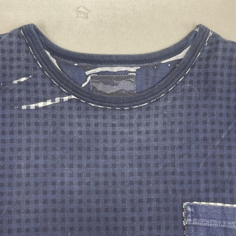 ブライトン BRAITONE Tシャツ 半袖 日本製 ブロックチェック柄 半袖 ポケットTシャツ カットソー XL 紺 / ネイビー / navy メンズ USED 古着 中古 50167452