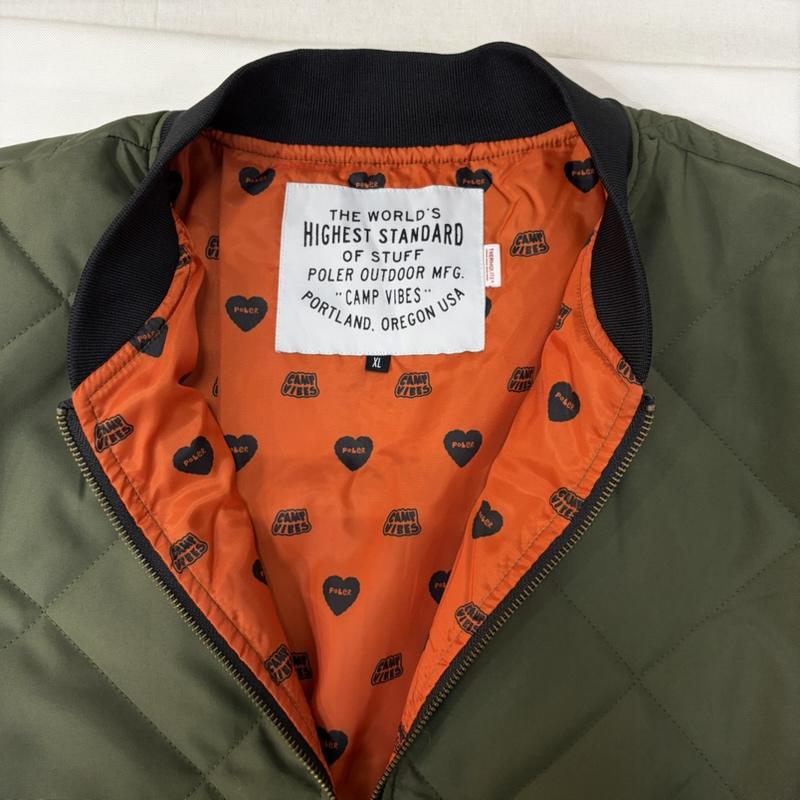 ポーラー POLeR ジャケット、上着 ジャンパー、ブルゾン DIAMOND QUILTED JACKET ダイアモンド キルト ジャケット 中綿キルティング XL 無地 X ロゴ、文字 X 刺繍 カーキ / カーキ / khaki メンズ USED 古着 中古 50167456