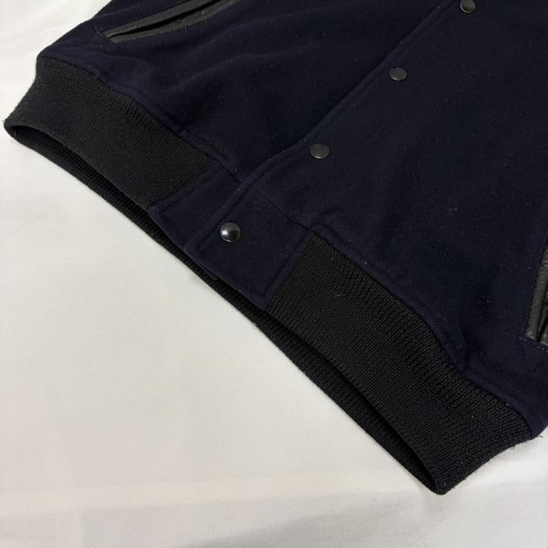 ニードルス Needles ジャケット、上着 ジャンパー、ブルゾン deerskin sleeve award jacket レザースタジャン アワードジャケット ディアスキン M 無地 黒 / ブラック / black X 紺 / ネイビー / navy メンズ USED 古着 中古 50167457