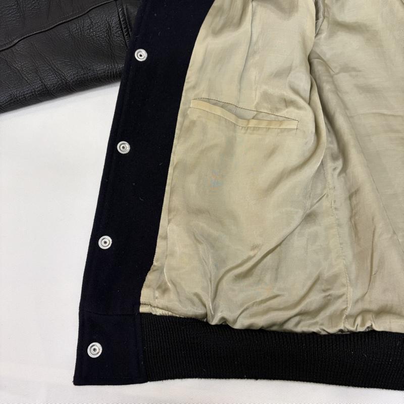 ニードルス Needles ジャケット、上着 ジャンパー、ブルゾン deerskin sleeve award jacket レザースタジャン アワードジャケット ディアスキン M 無地 黒 / ブラック / black X 紺 / ネイビー / navy メンズ USED 古着 中古 50167457