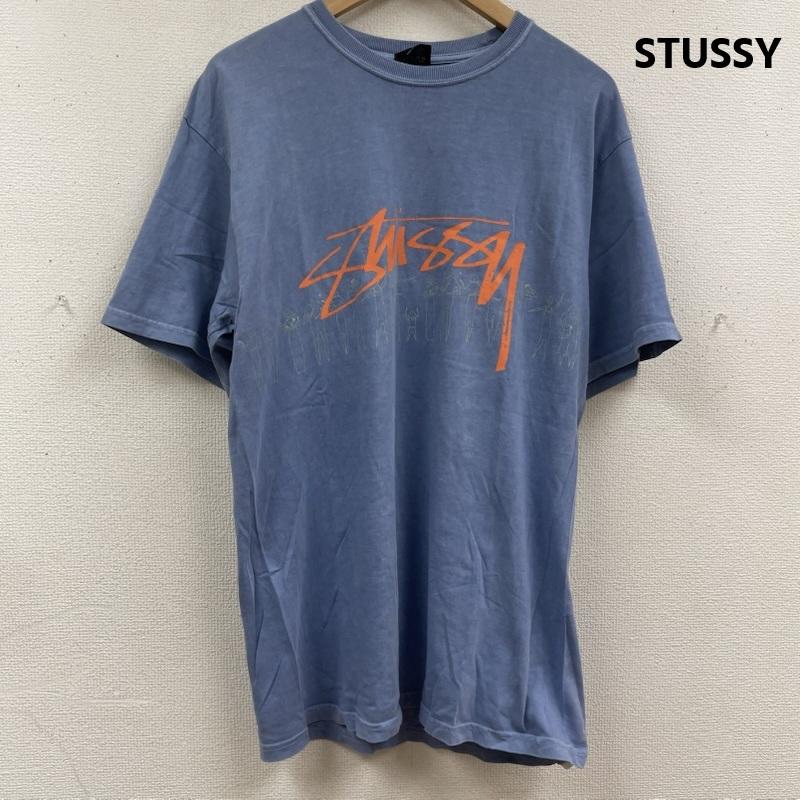 ステューシー STUSSY Tシャツ 半袖 メキシコ製 PEOPLE STRIPE PIGMENT DYED TEE ロゴ プリント Tシャツ カットソー M 水色 / ライトブルー / メンズ USED 古着 中古 50167460