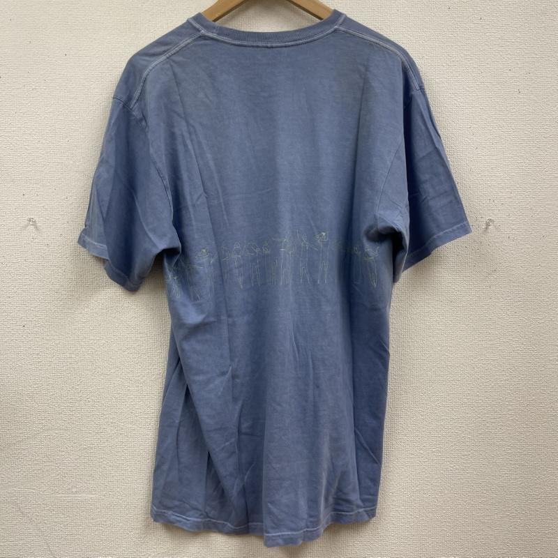 ステューシー STUSSY Tシャツ 半袖 メキシコ製 PEOPLE STRIPE PIGMENT DYED TEE ロゴ プリント Tシャツ カットソー M 水色 / ライトブルー / メンズ USED 古着 中古 50167460