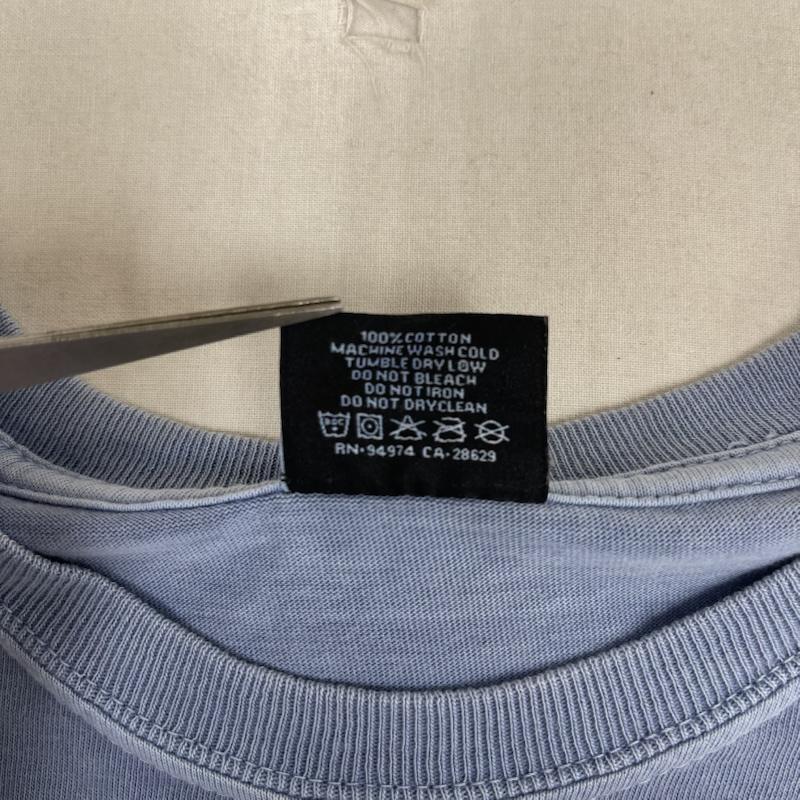 ステューシー STUSSY Tシャツ 半袖 メキシコ製 PEOPLE STRIPE PIGMENT DYED TEE ロゴ プリント Tシャツ カットソー M 水色 / ライトブルー / メンズ USED 古着 中古 50167460