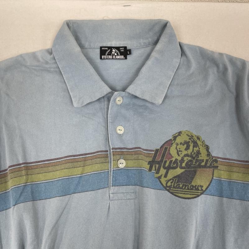 ヒステリックグラマー HYSTERIC GLAMOUR ポロシャツ 半袖 SUNSET HORIZON pt ヒスガール トップス ポロシャツ L 水色 / ライトブルー / メンズ USED 古着 中古 50167474