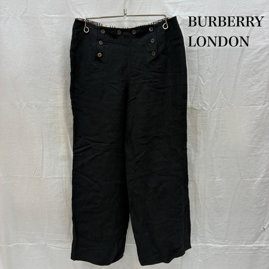 バーバリーロンドン Burberry London ボトムス ボトムス 裏ノバチェック 麻 リネン レーヨン セーラー ワイド パンツ 44 レディース USED 古着 中古 50167475