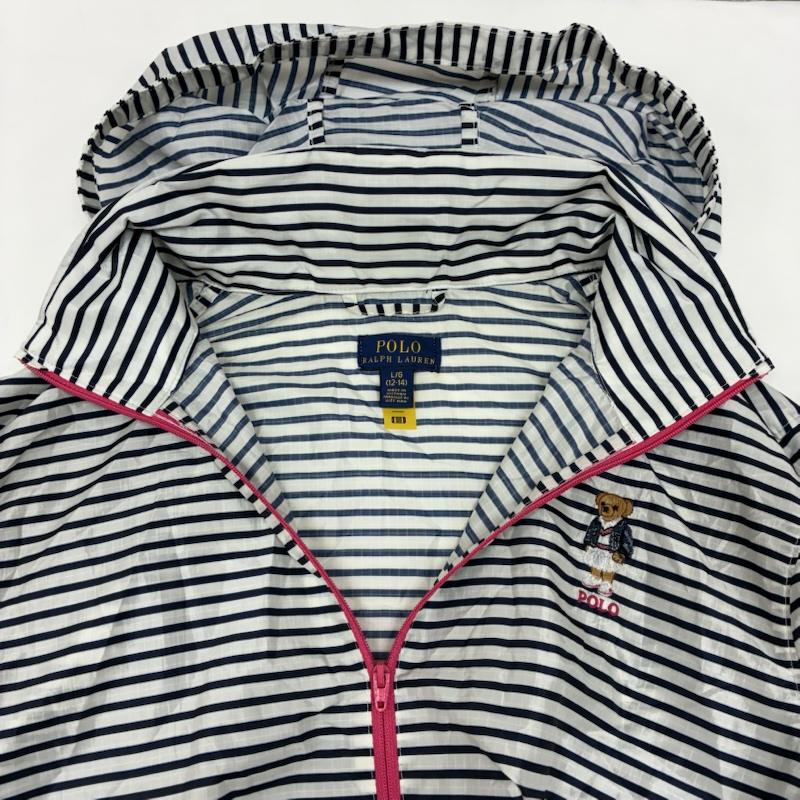 ポロラルフローレン POLO RALPH LAUREN ジャケット、上着 ジャンパー、ブルゾン 現行タグ ポロベア 刺繍 ボーダー 2WAY ナイロン ジャケット マウンテン パーカー L ガールズ USED 古着 中古 50167477