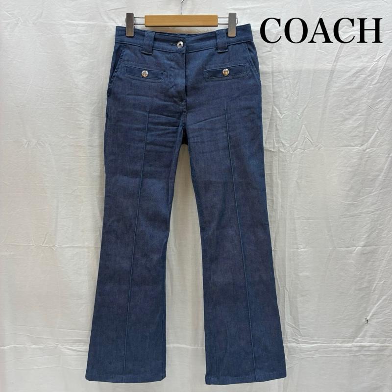 コーチ COACH パンツ デニム、ジーンズ センタープリーツ ストレッチ ブーツカット フレア デニムパンツ 2 レディース USED 古着 中古 50167478
