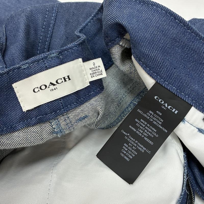 コーチ COACH パンツ デニム、ジーンズ センタープリーツ ストレッチ ブーツカット フレア デニムパンツ 2 レディース USED 古着 中古 50167478