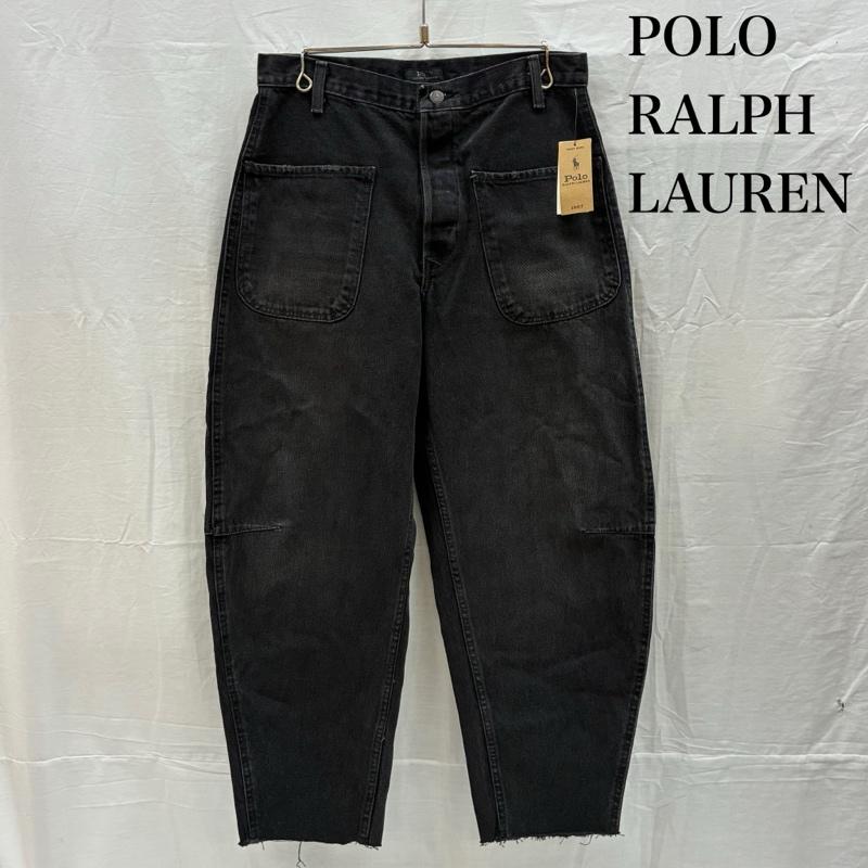 ポロラルフローレン POLO RALPH LAUREN パンツ デニム、ジーンズ カーブド テーパード ジーンズ ウォッシュ ダメージ 加工 ブラック デニム パンツ 28インチ レディース USED 古着 中古 50167479