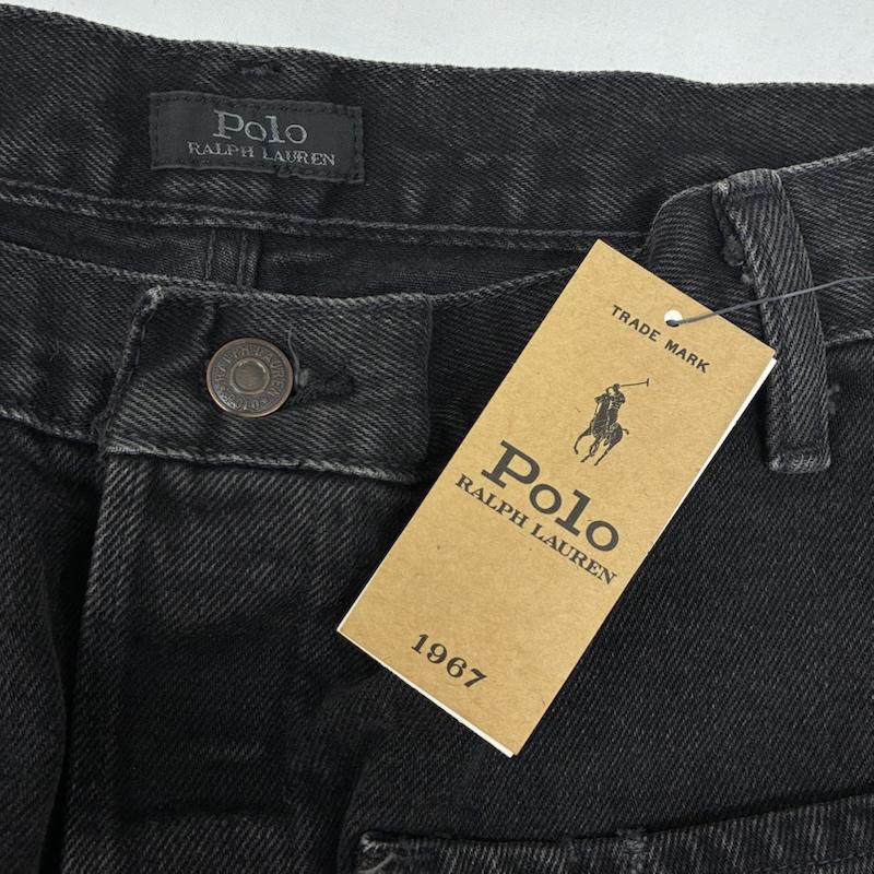 ポロラルフローレン POLO RALPH LAUREN パンツ デニム、ジーンズ カーブド テーパード ジーンズ ウォッシュ ダメージ 加工 ブラック デニム パンツ 28インチ レディース USED 古着 中古 50167479