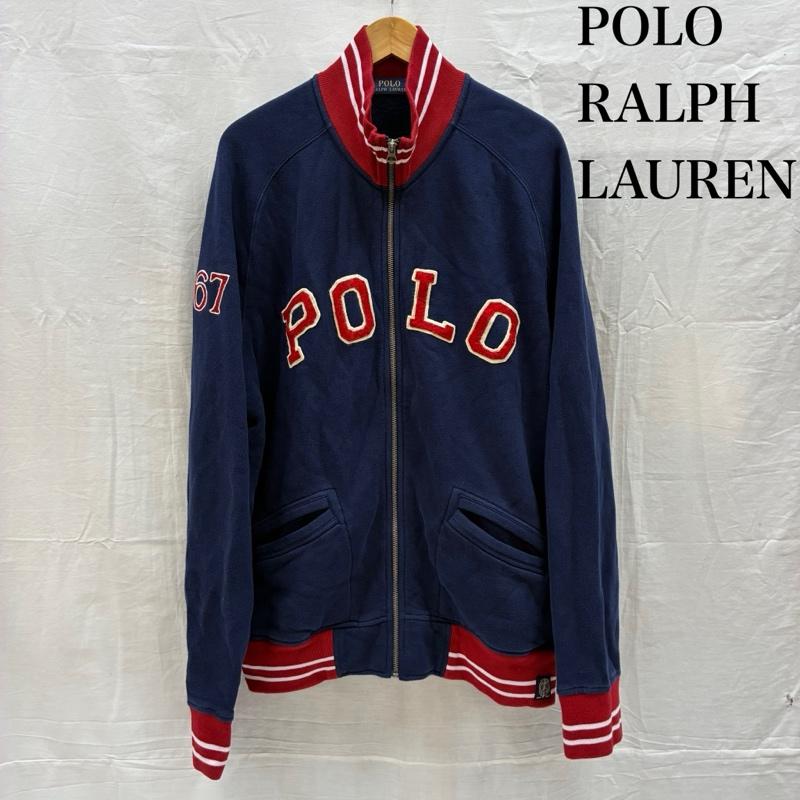 ポロラルフローレン POLO RALPH LAUREN ジャケット、上着 ジャンパー、ブルゾン アーチロゴ ワッペン ナンバリング ジップアップ ブルゾン スウェット生地 トラックジャケット XL メンズ USED 古着 中古 50167481