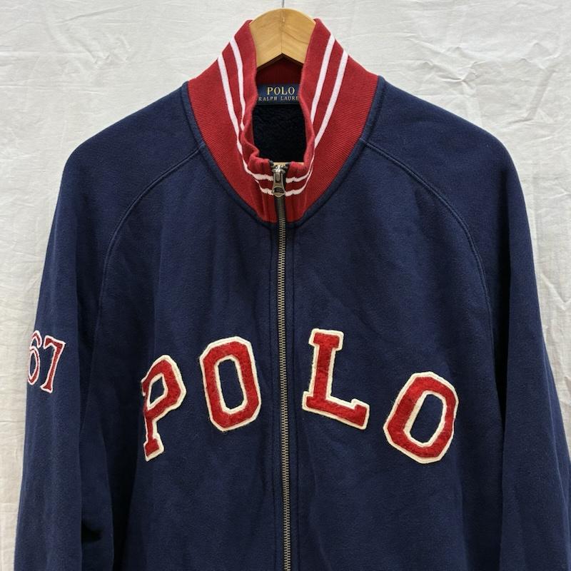 ポロラルフローレン POLO RALPH LAUREN ジャケット、上着 ジャンパー、ブルゾン アーチロゴ ワッペン ナンバリング ジップアップ ブルゾン スウェット生地 トラックジャケット XL メンズ USED 古着 中古 50167481