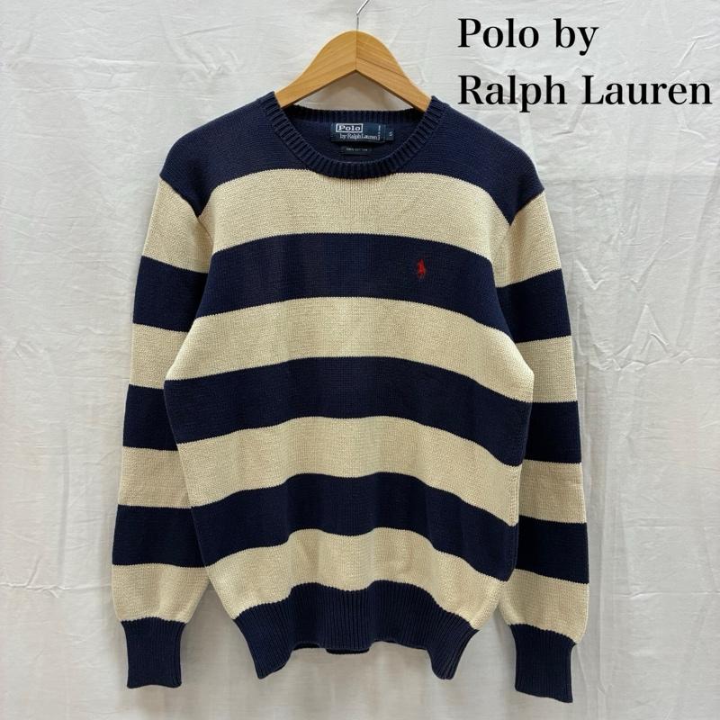 ポロバイラルフローレン Polo by RALPH LAUREN ニット、セーター 長袖 ポニー 刺繍 ボーダー コットン クルーネック ニット セーター S メンズ USED 古着 中古 50167483
