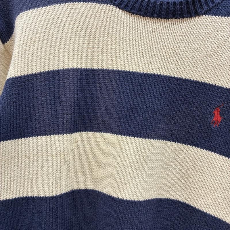 ポロバイラルフローレン Polo by RALPH LAUREN ニット、セーター 長袖 ポニー 刺繍 ボーダー コットン クルーネック ニット セーター S メンズ USED 古着 中古 50167483