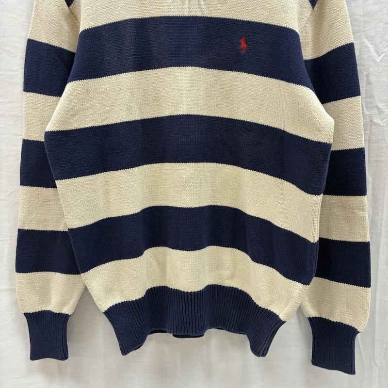 ポロバイラルフローレン Polo by RALPH LAUREN ニット、セーター 長袖 ポニー 刺繍 ボーダー コットン クルーネック ニット セーター S メンズ USED 古着 中古 50167483