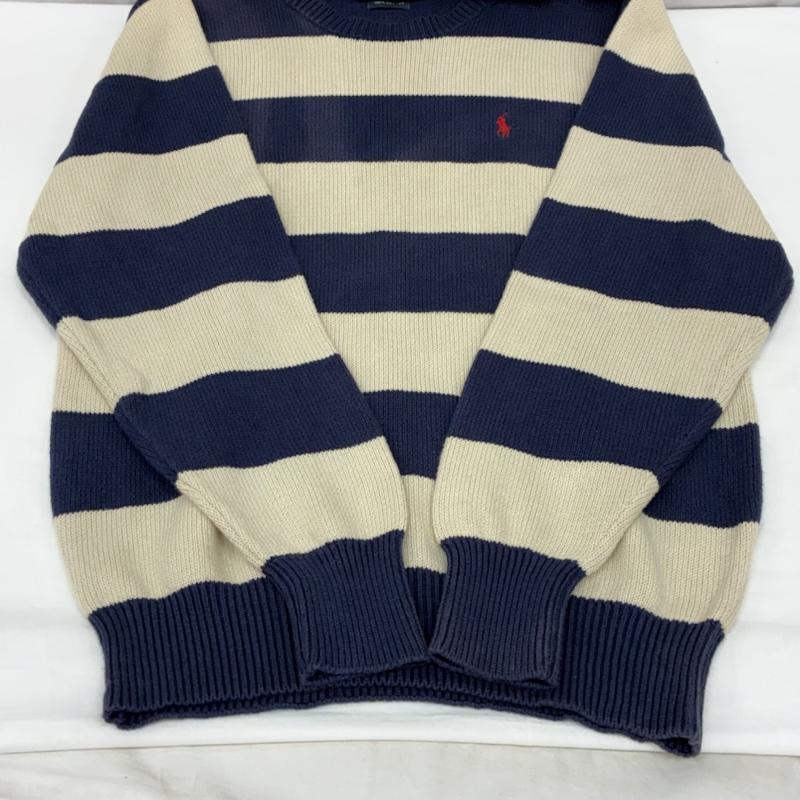 ポロバイラルフローレン Polo by RALPH LAUREN ニット、セーター 長袖 ポニー 刺繍 ボーダー コットン クルーネック ニット セーター S メンズ USED 古着 中古 50167483